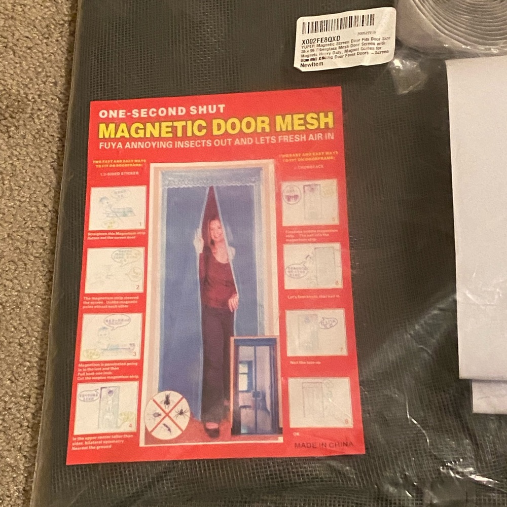 Magnetic Door Screen for Single door fits 36 x 96.  Fiberglass Mesh Door Screen